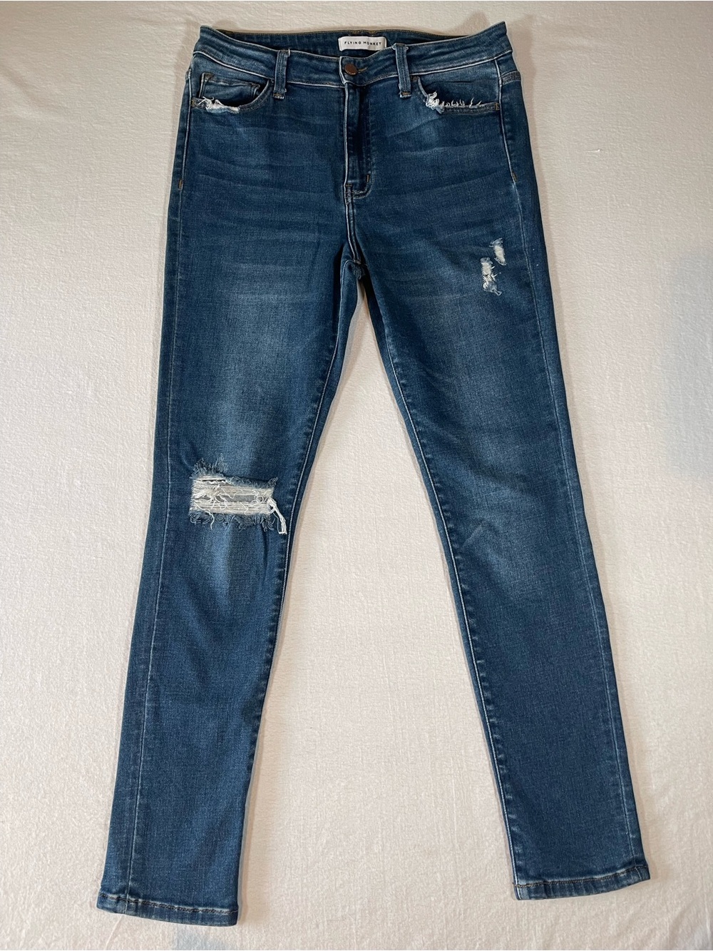 Flying Monkey Women’s Distressed Skinny Jeans Stretch Dark Blue